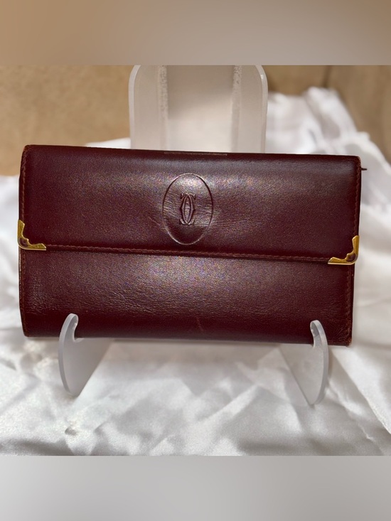 Cartier Handbags - Cartier Must de Cartier Burgundy Leather Long Wallet Gold-tone Corners